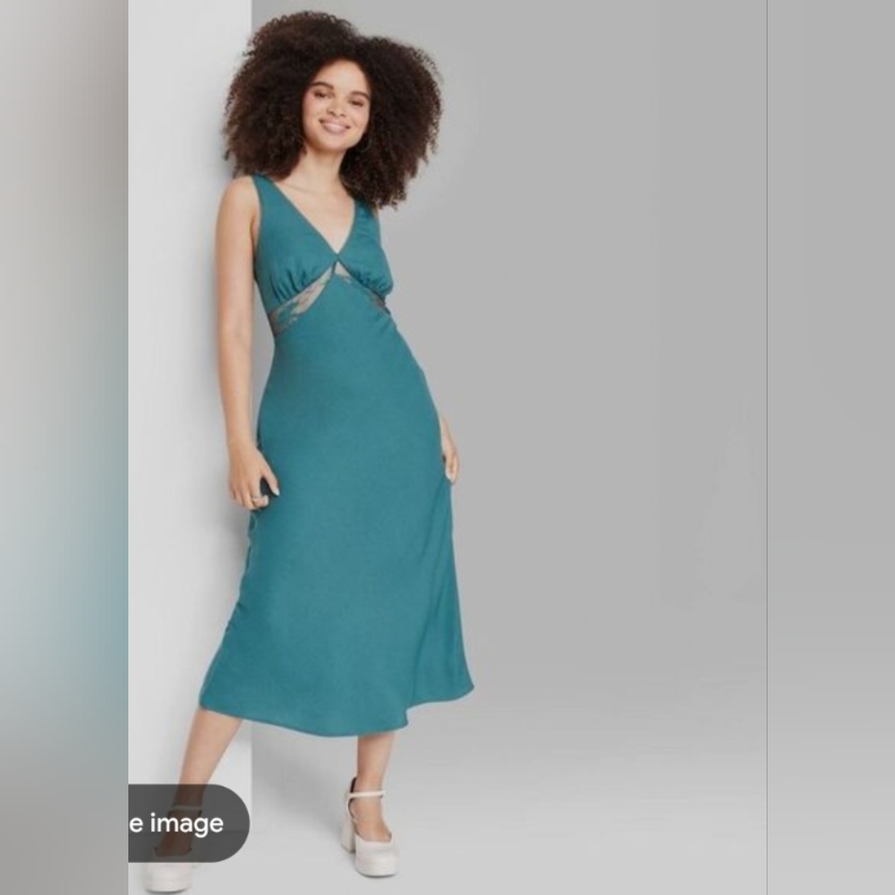 Pretty Wild Fable green maxi dress with open lace sleeveless